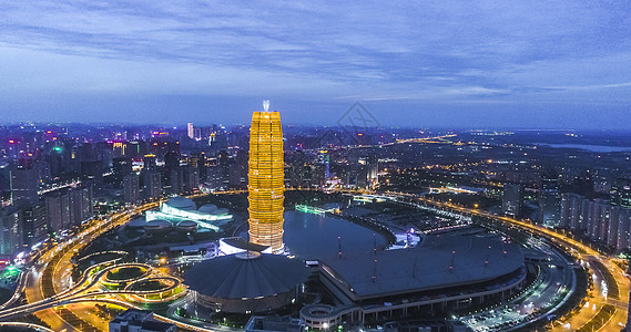 道路夜景河南郑州郑东新区夜景背景