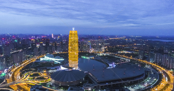 河南郑州郑东新区夜景图片