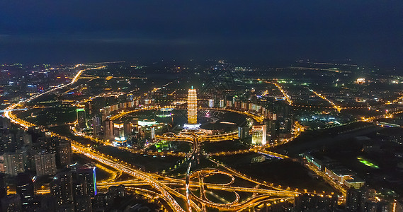 立交河南郑州郑东新区夜景背景