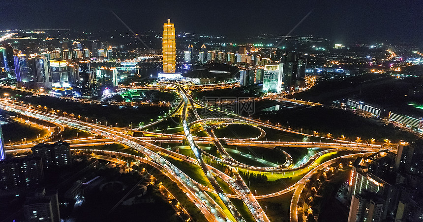 河南郑州郑东新区夜景图片