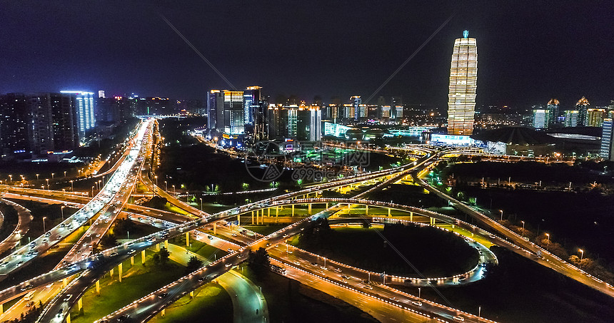 河南郑州郑东新区夜景