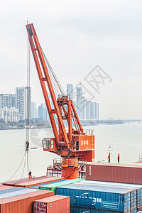 货柜码头港口物流运输货柜龙门架背景