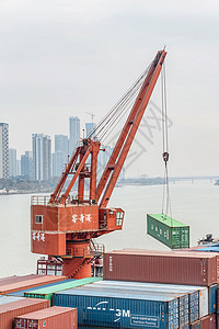 货柜码头港口物流运输货柜龙门架背景