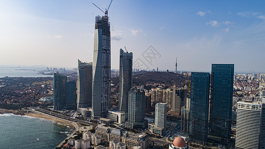 现代建筑青岛沿海一线城市高楼景观背景