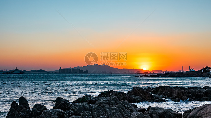 山东青岛夕阳图片