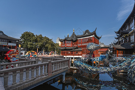 上海城隍庙九曲桥高清图片