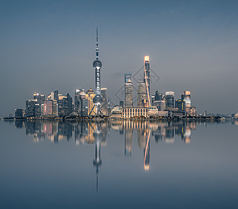 城市倒影上海陆家嘴夜景灯光背景