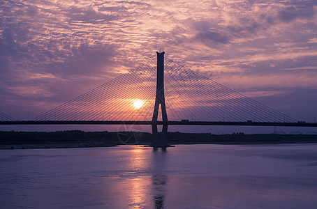 郑州黄河大桥山东济南建邦黄河大桥夕阳背景