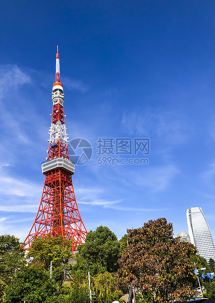 东京地标东京塔远景图片