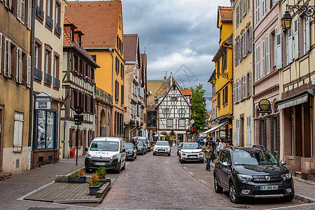 欧洲法国斯特拉斯堡老城街道高清图片