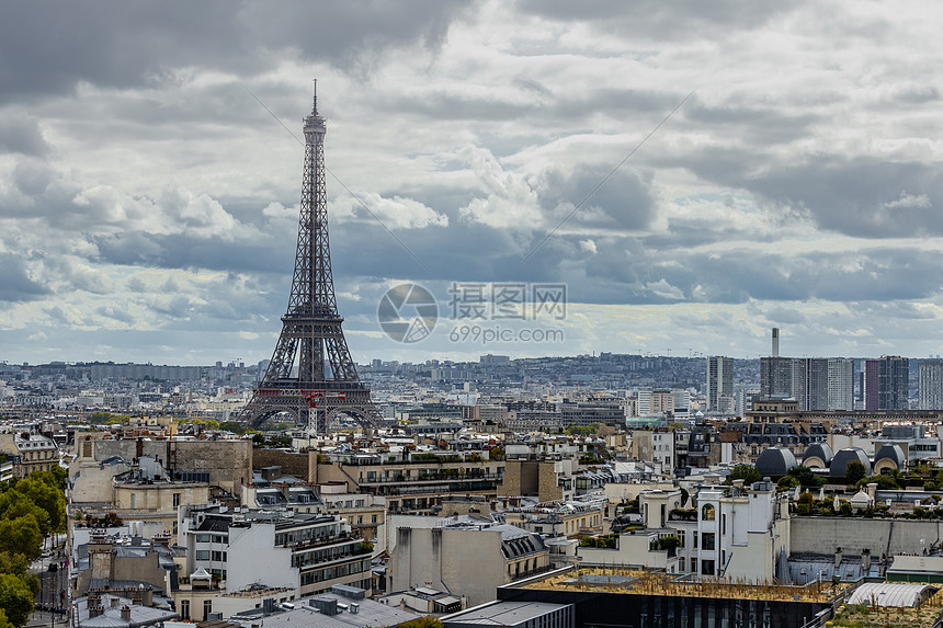 俯拍巴黎城市埃菲尔铁塔图片