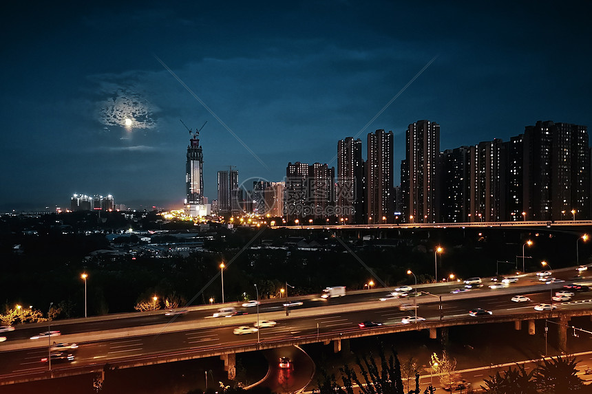 成都城市天际线夜景图片