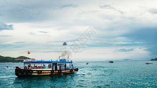 越南芽庄四岛游海岛游船旅行背景图片
