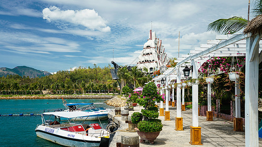 越南芽庄旅游越南芽庄四岛游海岛游船旅行背景