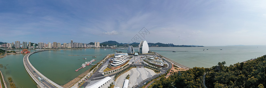 广东珠海地标日月贝大剧院全景长片高清图片