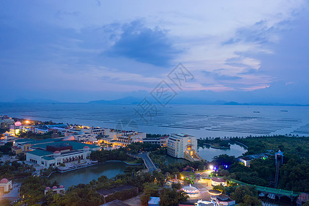 珠海夜景广东珠海海泉湾酒店海边夜景背景