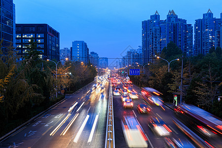 北京道路夜景北京市朝阳区俯视图背景