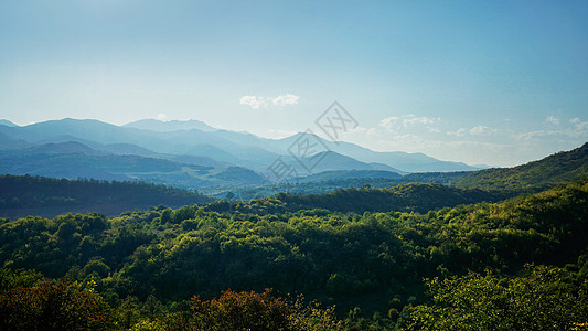 长城全景纳卡山谷树林全景景观背景