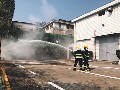 消防建筑灭火的消防队背景