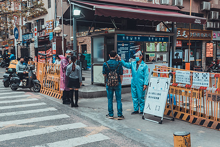 检测【媒体用图】疫情期间的社区防疫工作背景