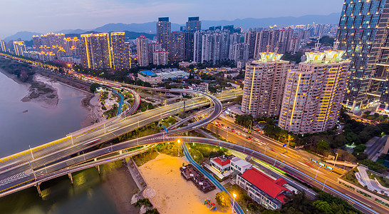 楼盘景观福州北江滨cbd夜景航拍背景