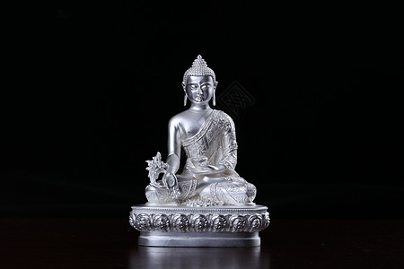 西方三圣尼泊尔藏传佛教纯银佛像背景