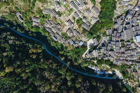 航拍蜿蜒道路与森林图片