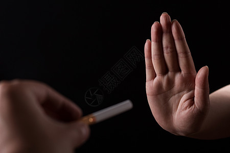 吸烟有害健康戒烟拒绝香烟的手背景