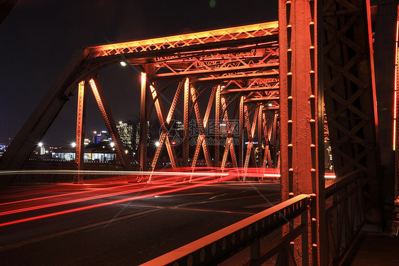 外白渡桥夜景长曝光光轨图片