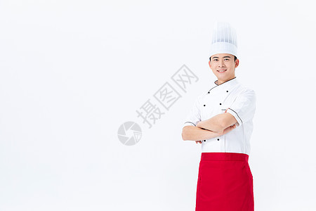 男性厨师抱胸形象背景图片