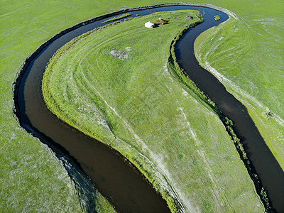 航拍呼伦贝尔大草原莫日格勒河图片
