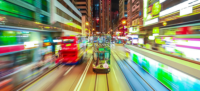 香港公路香港中环叮叮车背景