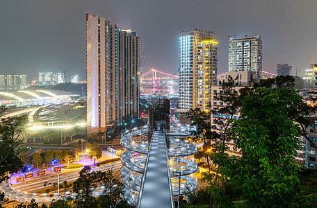 道路设计厦门健康步道1号入口处的夜色背景