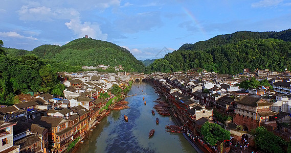 彩虹山凤凰古城彩虹背景