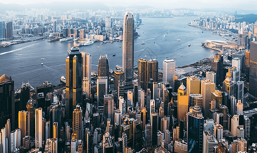 香港茶楼香港金融商务区背景