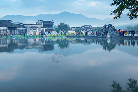 宏村徽派建筑中国最美古村安徽宏村自然风光背景