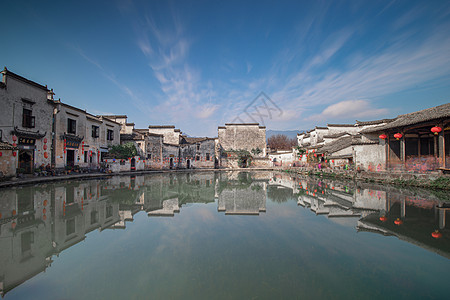 歙县中国最美古村安徽宏村自然风光背景