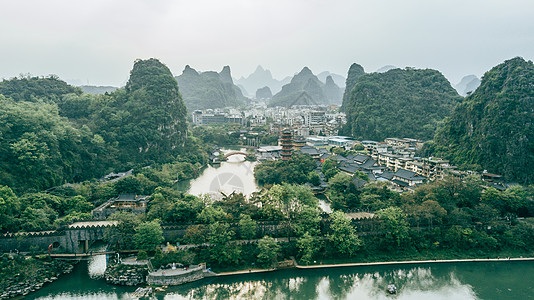 伏波山桂林山水风景航拍桂林风景区漓江背景