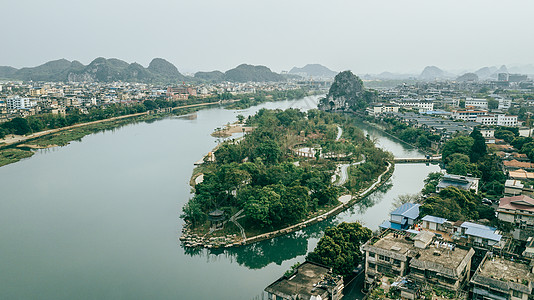 伏波山桂林山水风景航拍桂林风景区漓江背景