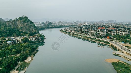 木龙湖桂林山水风景航拍桂林风景区漓江背景