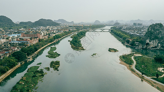 木龙湖桂林山水风景航拍桂林风景区漓江背景