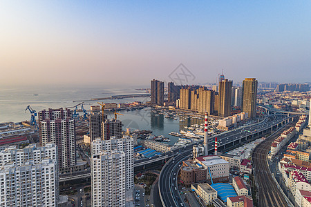 青岛西部老城区后海小港湾附近风光背景图片