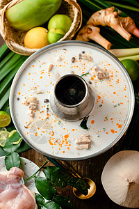 泰国椰奶鸡火锅背景图片