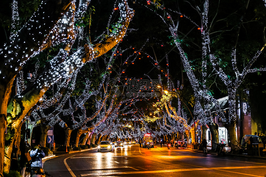 杭州南山路霓虹灯夜景图片