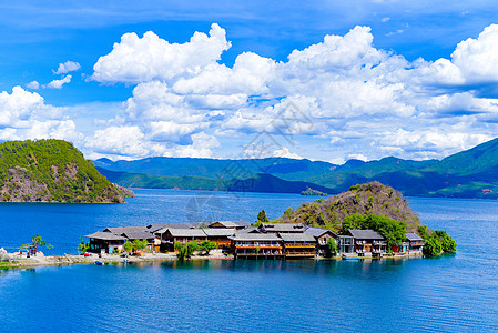 泸沽湖观景台泸沽湖里格半岛背景