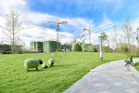 城市小区小路环境图片背景图片