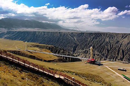 新疆独山子大峡谷惊险玻璃栈桥背景图片