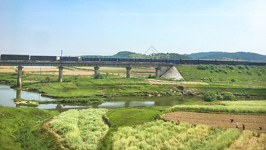 长江俯瞰田园风光长江中下游平原农田背景