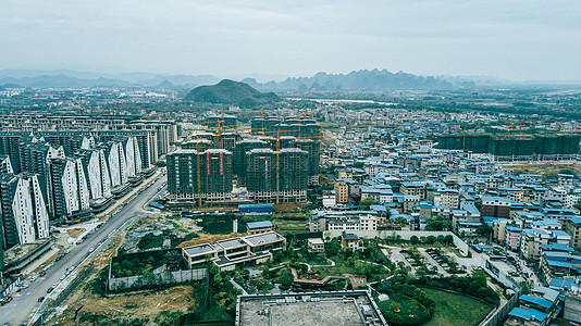 航拍桂林楼盘地产交通商业区城市建设天际线图片