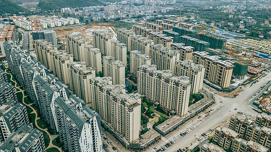 城市土地航拍桂林楼盘地产交通商业区城市建设天际线背景